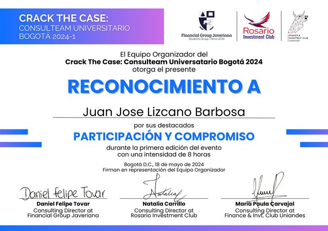 Crack The Case 2024 recognition certificate