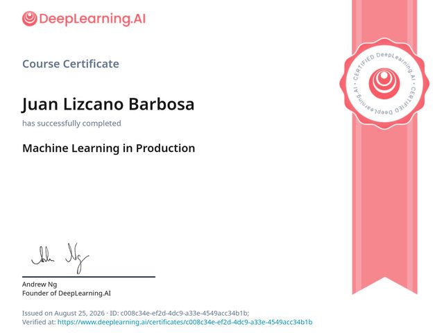 Machine Learning in Production certificate (DeepLearning.AI)