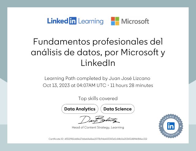 Professional Foundations of Data Analysis certificate