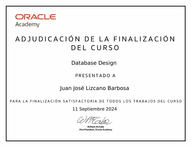 Oracle Database Design certificate