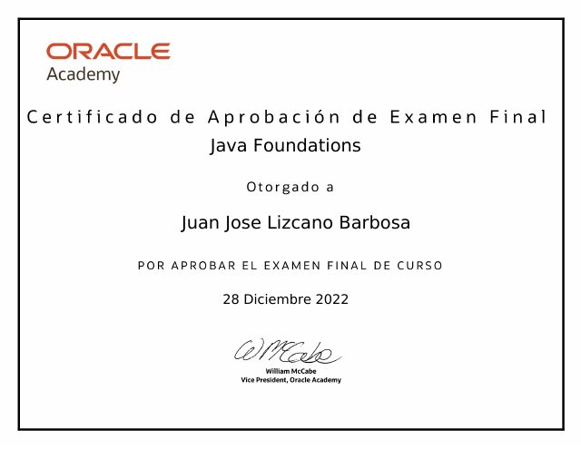 Oracle Java Foundations certificate