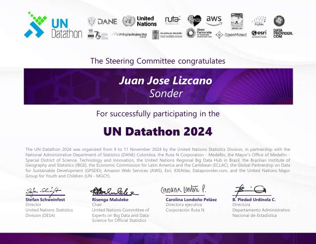 UN Datathon 2024 certificate