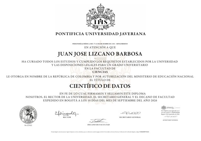 Diploma — Científico de Datos, Pontificia Universidad Javeriana