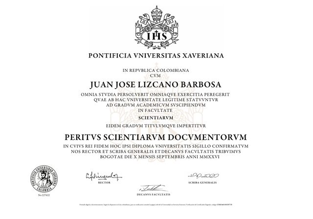 Diploma — Peritus Scientiarum Documentorum (Latin)